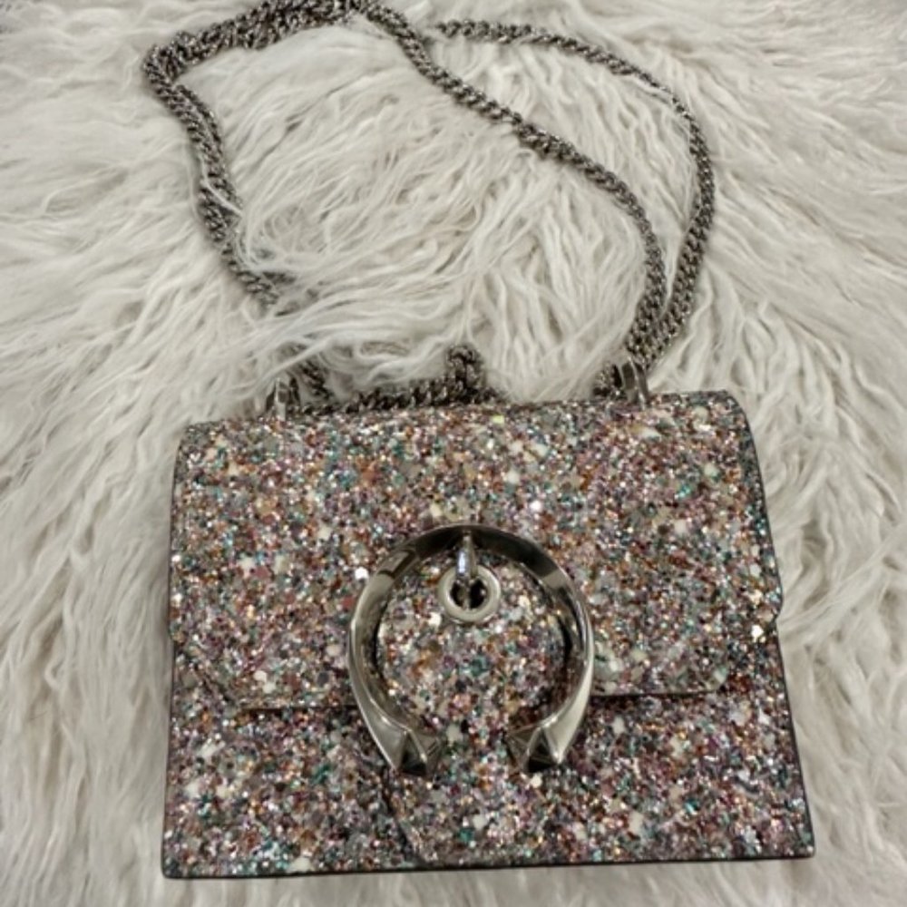 🆕 JIMMY CHOO MINI GLITTER PARIS BAG - Picture 2 of 5